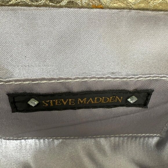 STEVE MADDEN Evening Bag Gold Tone with Chain Clutch Handbag - Picture 5 of 13